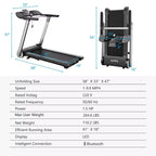 Tapis roulant elettrico pieghevole Costway, macchina da jogging, 10 programmi preimpostati, Bluetooth