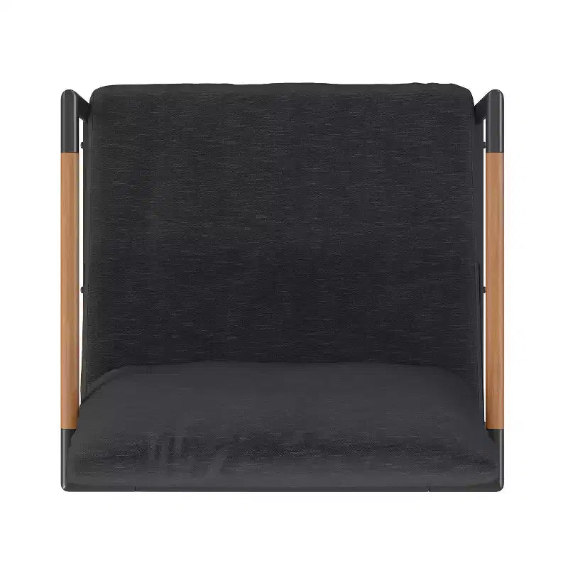 Flash Furniture Indoor/Outdoor Patio Chair with Cushions - Modern Aluminum Framed Chair with Teak Accented Arms