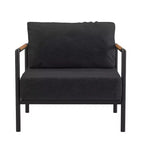 Flash Furniture Indoor/Outdoor Patio Chair with Cushions - Modern Aluminum Framed Chair with Teak Accented Arms