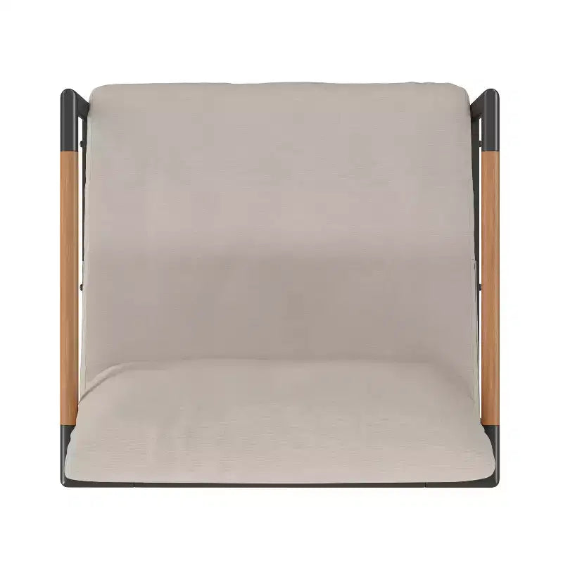 Flash Furniture Indoor/Outdoor Patio Chair with Cushions - Modern Aluminum Framed Chair with Teak Accented Arms