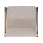 Flash Furniture Indoor/Outdoor Patio Chair with Cushions - Modern Aluminum Framed Chair with Teak Accented Arms