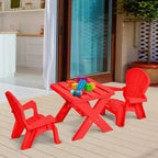 Costway Plastic Children Kids Table & Chair Set 3-Piece Play Furniture In/Outdoor Red