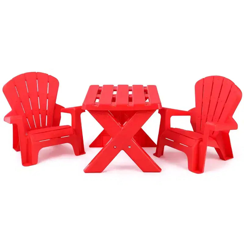 Costway Plastic Children Kids Table & Chair Set 3-Piece Play Furniture In/Outdoor Red