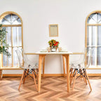 Costway Set di 4 Sedie da Pranzo, Sedie Laterali Moderne in Plastica con Seduta Trasparente e Gambe in Legno