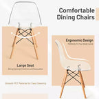 Costway Set di 4 Sedie da Pranzo, Sedie Laterali Moderne in Plastica con Seduta Trasparente e Gambe in Legno