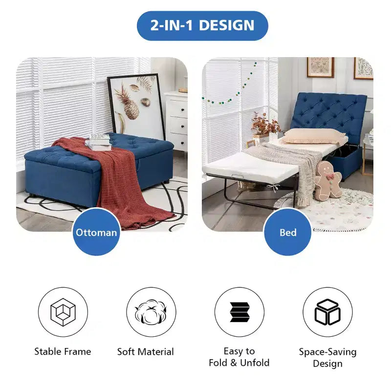 Letto Ottomano Pieghevole con Materasso e Funzione Letto per Ospiti Costway