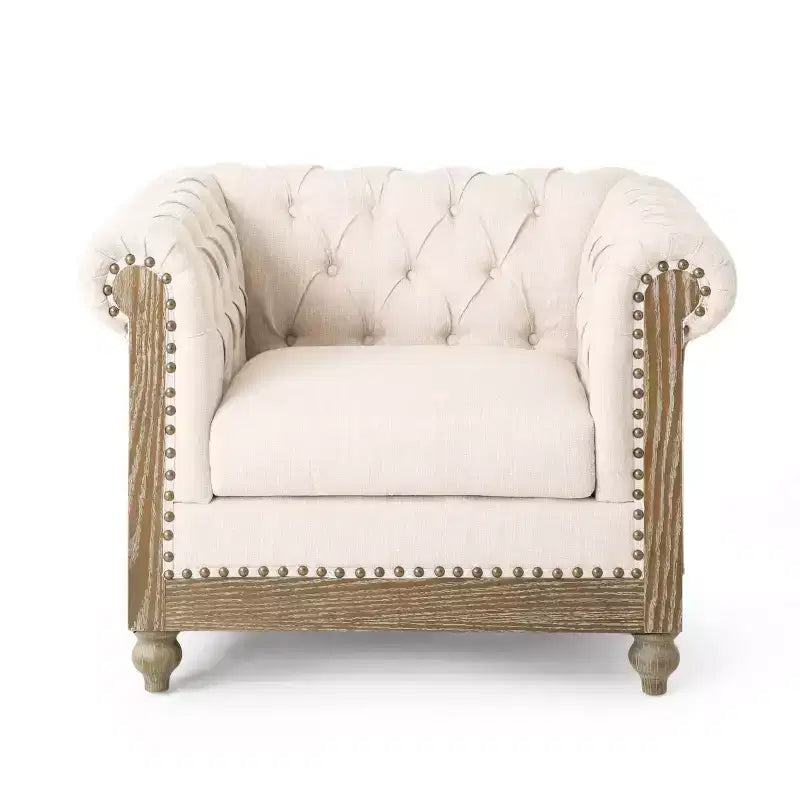 Poltrona club in tessuto trapuntato Castalia Chesterfield con finiture borchiate - Christopher Knight Home