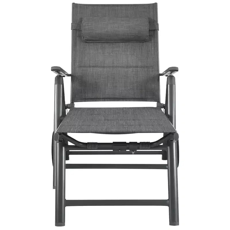 Costway Patio Reclining Chaise Lounge Padded Chair Aluminum Adjust Neck Pillow