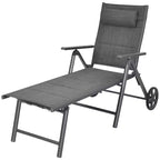 Costway Patio Reclining Chaise Lounge Padded Chair Aluminum Adjust Neck Pillow