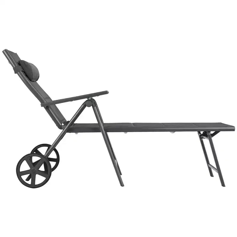 Costway Patio Reclining Chaise Lounge Padded Chair Aluminum Adjust Neck Pillow