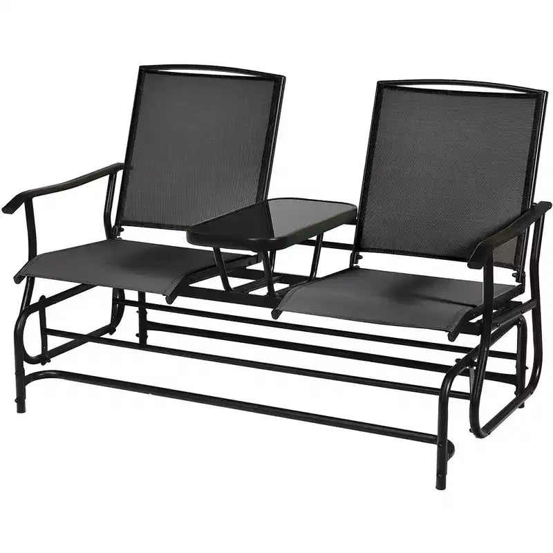 Costway 2 Person Outdoor Patio Double Glider Chair Loveseat Rocking Turquoise/Gray/Brown/Black/Navy/Wine
