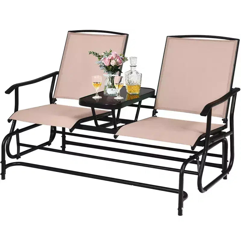 Costway 2 Person Outdoor Patio Double Glider Chair Loveseat Rocking Turquoise/Gray/Brown/Black/Navy/Wine