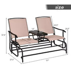 Costway 2 Person Outdoor Patio Double Glider Chair Loveseat Rocking Turquoise/Gray/Brown/Black/Navy/Wine