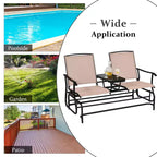 Costway 2 Person Outdoor Patio Double Glider Chair Loveseat Rocking Turquoise/Gray/Brown/Black/Navy/Wine