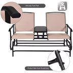 Costway 2 Person Outdoor Patio Double Glider Chair Loveseat Rocking Turquoise/Gray/Brown/Black/Navy/Wine