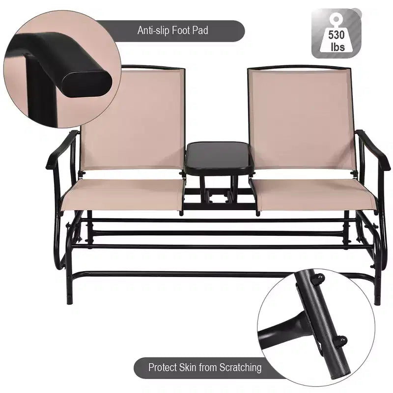 Costway 2 Person Outdoor Patio Double Glider Chair Loveseat Rocking Turquoise/Gray/Brown/Black/Navy/Wine