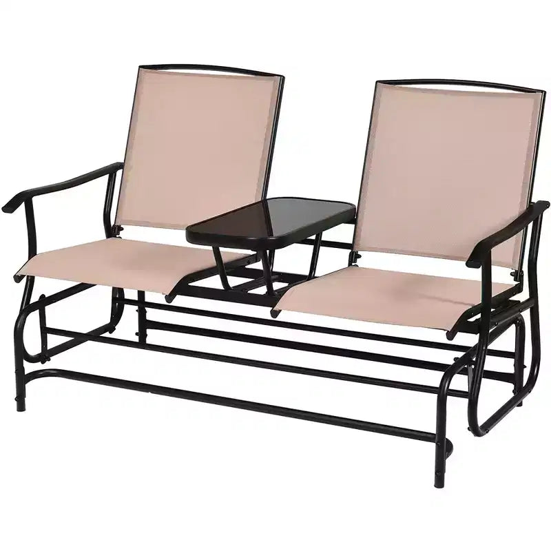 Costway 2 Person Outdoor Patio Double Glider Chair Loveseat Rocking Turquoise/Gray/Brown/Black/Navy/Wine