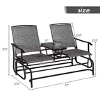 Costway 2 Person Outdoor Patio Double Glider Chair Loveseat Rocking Turquoise/Gray/Brown/Black/Navy/Wine