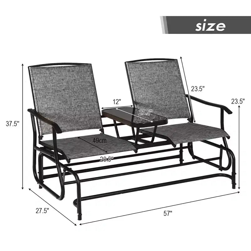 Costway 2 Person Outdoor Patio Double Glider Chair Loveseat Rocking Turquoise/Gray/Brown/Black/Navy/Wine