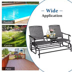 Costway 2 Person Outdoor Patio Double Glider Chair Loveseat Rocking Turquoise/Gray/Brown/Black/Navy/Wine