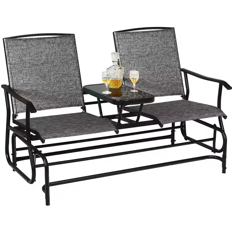 Costway 2 Person Outdoor Patio Double Glider Chair Loveseat Rocking Turquoise/Gray/Brown/Black/Navy/Wine