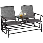 Costway 2 Person Outdoor Patio Double Glider Chair Loveseat Rocking Turquoise/Gray/Brown/Black/Navy/Wine