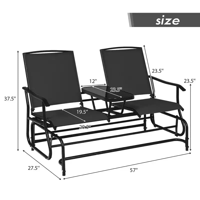 Costway 2 Person Outdoor Patio Double Glider Chair Loveseat Rocking Turquoise/Gray/Brown/Black/Navy/Wine