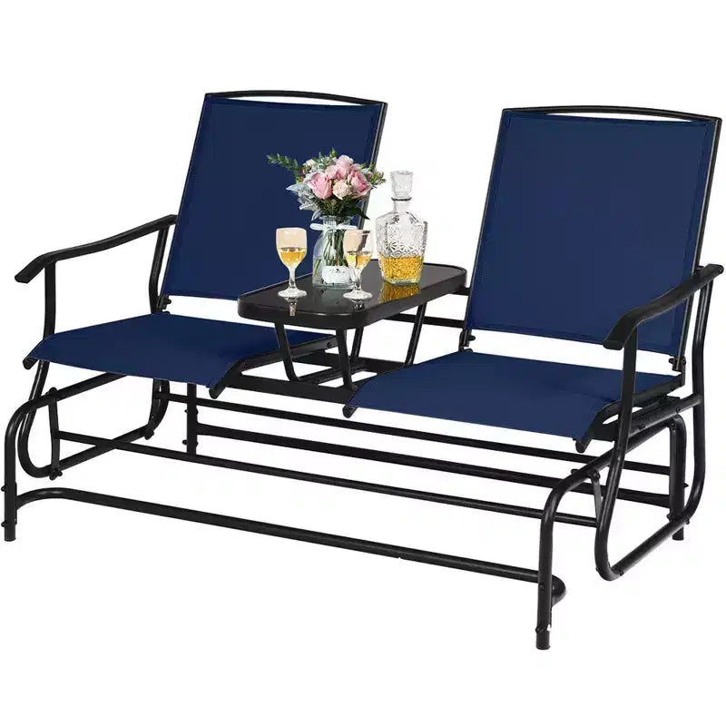 Costway 2 Person Outdoor Patio Double Glider Chair Loveseat Rocking Turquoise/Gray/Brown/Black/Navy/Wine