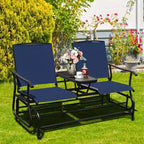 Costway 2 Person Outdoor Patio Double Glider Chair Loveseat Rocking Turquoise/Gray/Brown/Black/Navy/Wine