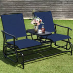 Costway 2 Person Outdoor Patio Double Glider Chair Loveseat Rocking Turquoise/Gray/Brown/Black/Navy/Wine