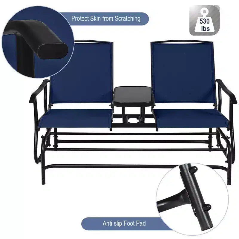 Costway 2 Person Outdoor Patio Double Glider Chair Loveseat Rocking Turquoise/Gray/Brown/Black/Navy/Wine