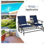 Costway 2 Person Outdoor Patio Double Glider Chair Loveseat Rocking Turquoise/Gray/Brown/Black/Navy/Wine