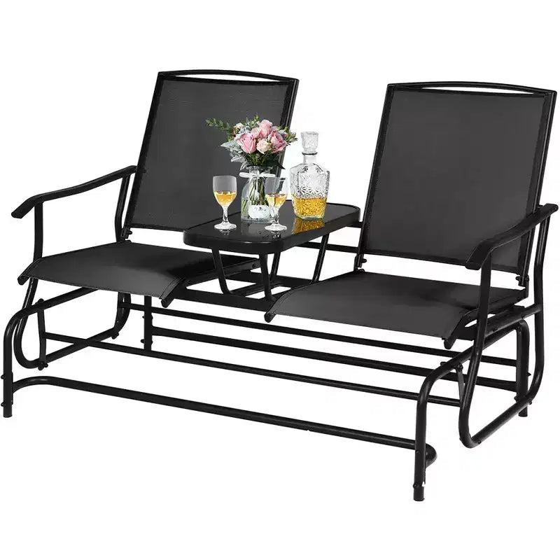 Costway 2 Person Outdoor Patio Double Glider Chair Loveseat Rocking Turquoise/Gray/Brown/Black/Navy/Wine