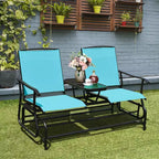 Costway 2 Person Outdoor Patio Double Glider Chair Loveseat Rocking Turquoise/Gray/Brown/Black/Navy/Wine