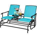 Costway 2 Person Outdoor Patio Double Glider Chair Loveseat Rocking Turquoise/Gray/Brown/Black/Navy/Wine
