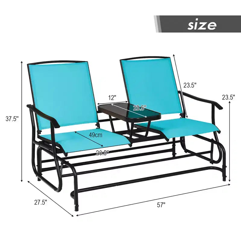 Costway 2 Person Outdoor Patio Double Glider Chair Loveseat Rocking Turquoise/Gray/Brown/Black/Navy/Wine