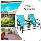 Costway 2 Person Outdoor Patio Double Glider Chair Loveseat Rocking Turquoise/Gray/Brown/Black/Navy/Wine
