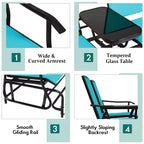 Costway 2 Person Outdoor Patio Double Glider Chair Loveseat Rocking Turquoise/Gray/Brown/Black/Navy/Wine