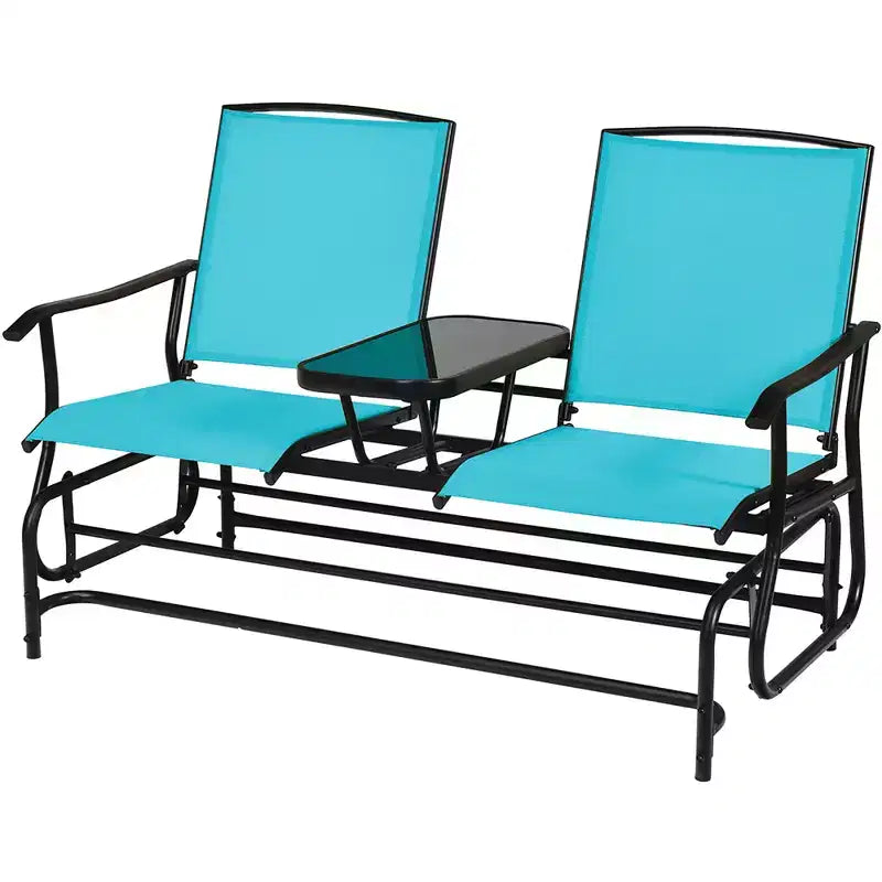 Costway 2 Person Outdoor Patio Double Glider Chair Loveseat Rocking Turquoise/Gray/Brown/Black/Navy/Wine