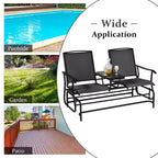 Costway 2 Person Outdoor Patio Double Glider Chair Loveseat Rocking Turquoise/Gray/Brown/Black/Navy/Wine