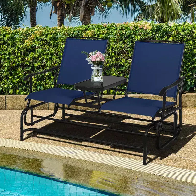 Sedia a dondolo doppia Costway per 2 persone da esterno, per patio, color turchese/grigio/marrone/nero/blu scuro/rosso vino
