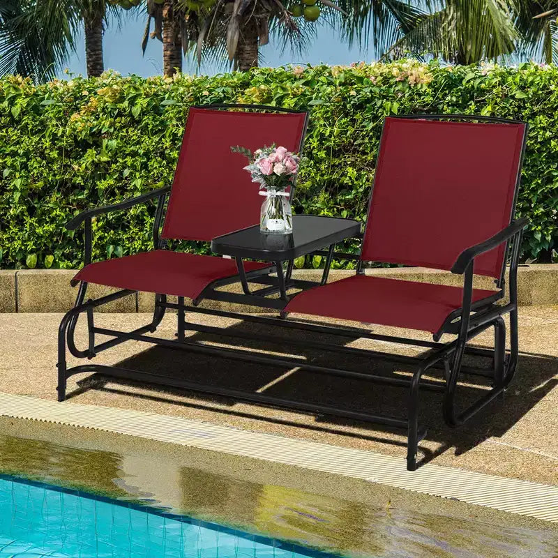 Sedia a dondolo doppia Costway per 2 persone da esterno, per patio, color turchese/grigio/marrone/nero/blu scuro/rosso vino