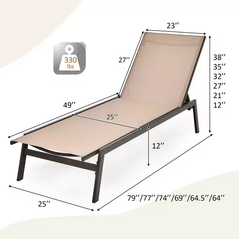 Costway Sedia a Sdraio da Giardino Schienale Regolabile Poltrona Reclinabile Patio Terrazzo Marrone\Nero