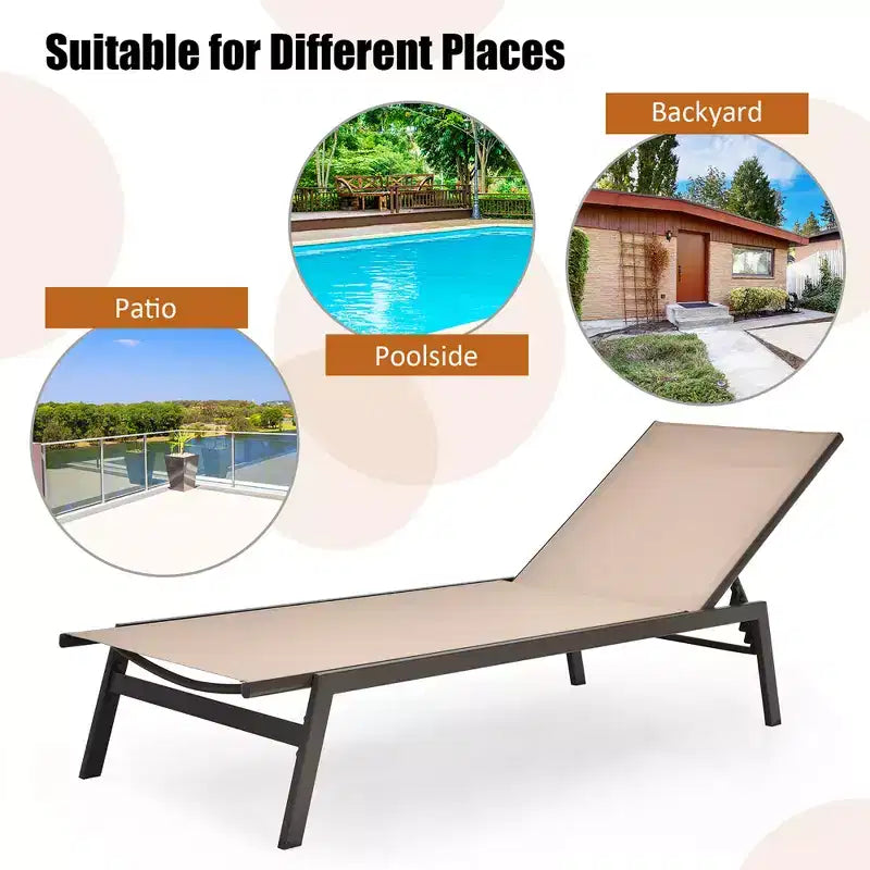 Costway Sedia a Sdraio da Giardino Schienale Regolabile Poltrona Reclinabile Patio Terrazzo Marrone\Nero