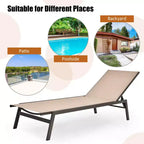 Costway Sedia a Sdraio da Giardino Schienale Regolabile Poltrona Reclinabile Patio Terrazzo Marrone\Nero