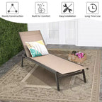 Costway Sedia a Sdraio da Giardino Schienale Regolabile Poltrona Reclinabile Patio Terrazzo Marrone\Nero
