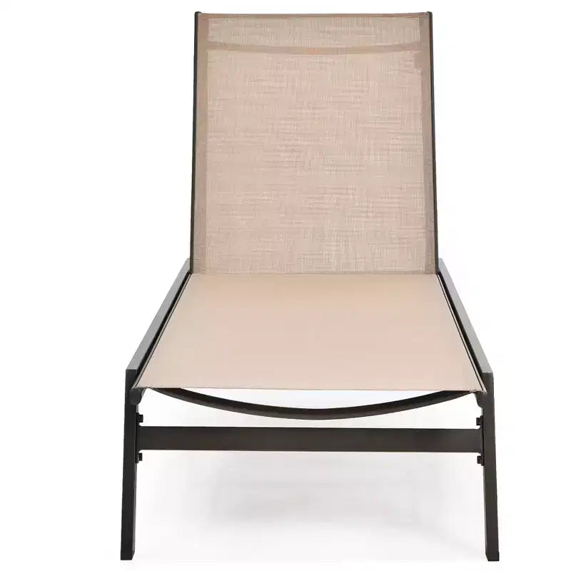 Costway Sedia a Sdraio da Giardino Schienale Regolabile Poltrona Reclinabile Patio Terrazzo Marrone\Nero