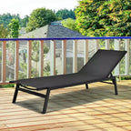 Costway Sedia a Sdraio da Giardino Schienale Regolabile Poltrona Reclinabile Patio Terrazzo Marrone\Nero