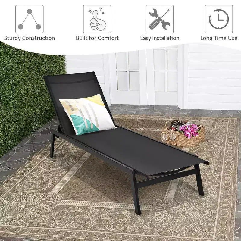 Costway Sedia a Sdraio da Giardino Schienale Regolabile Poltrona Reclinabile Patio Terrazzo Marrone\Nero