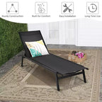 Costway Sedia a Sdraio da Giardino Schienale Regolabile Poltrona Reclinabile Patio Terrazzo Marrone\Nero